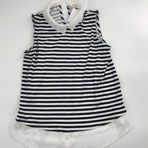 Faith and Joy Striped Ruffle Blouse sz S NWT